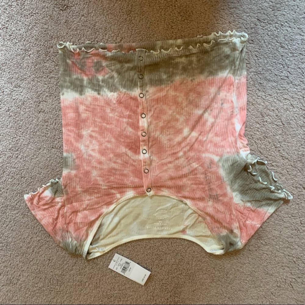 Pink and green tye dye button shirt